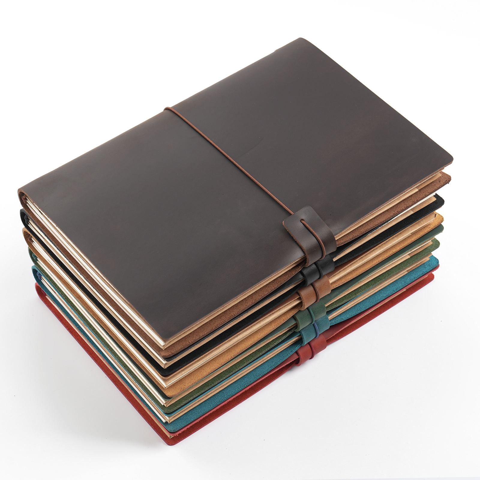 Travel Journal Accessories - Handmade B5 Genuine Leather Traveler Notebook