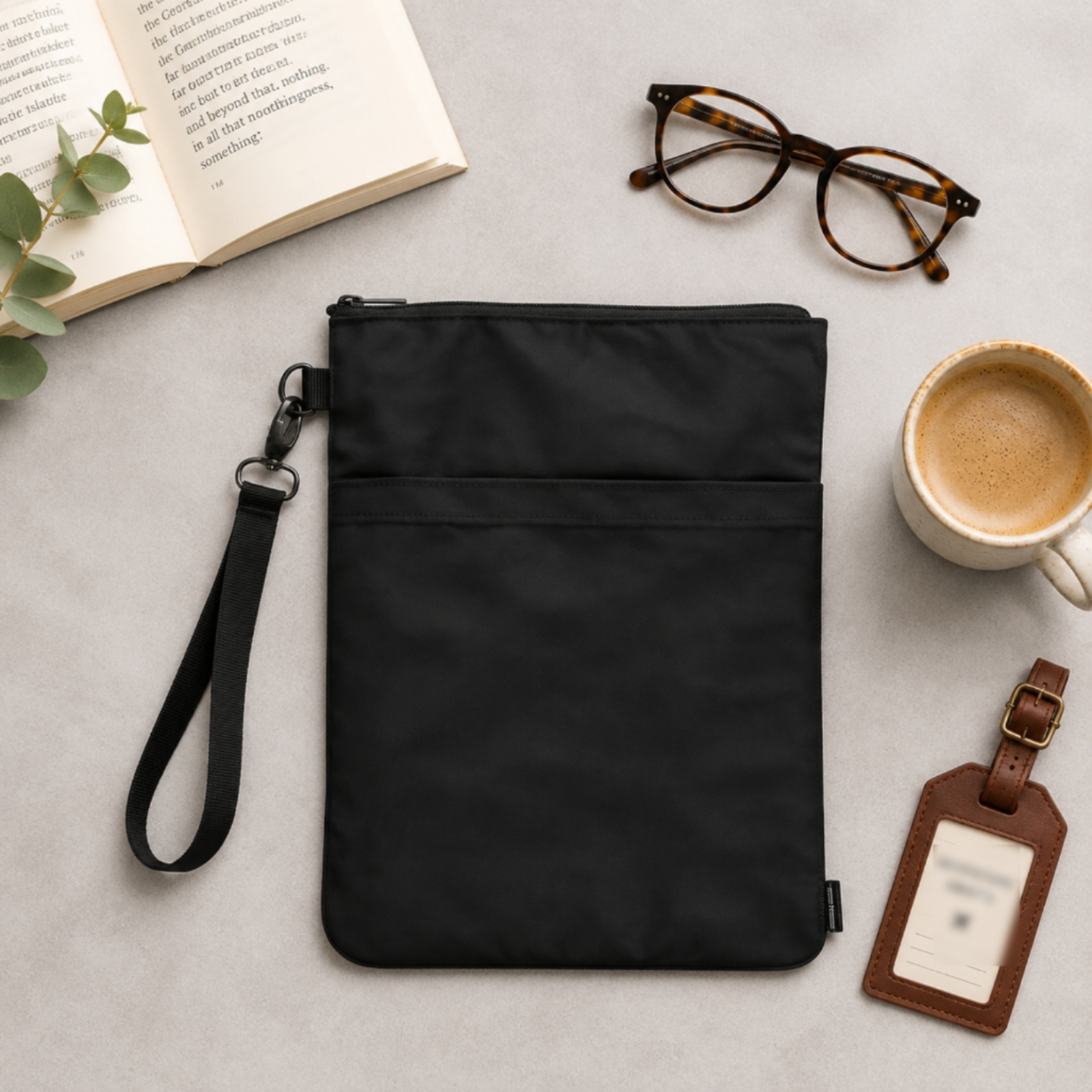 Travel Reading Accessories - Book Sleeve with Front Pocket Black