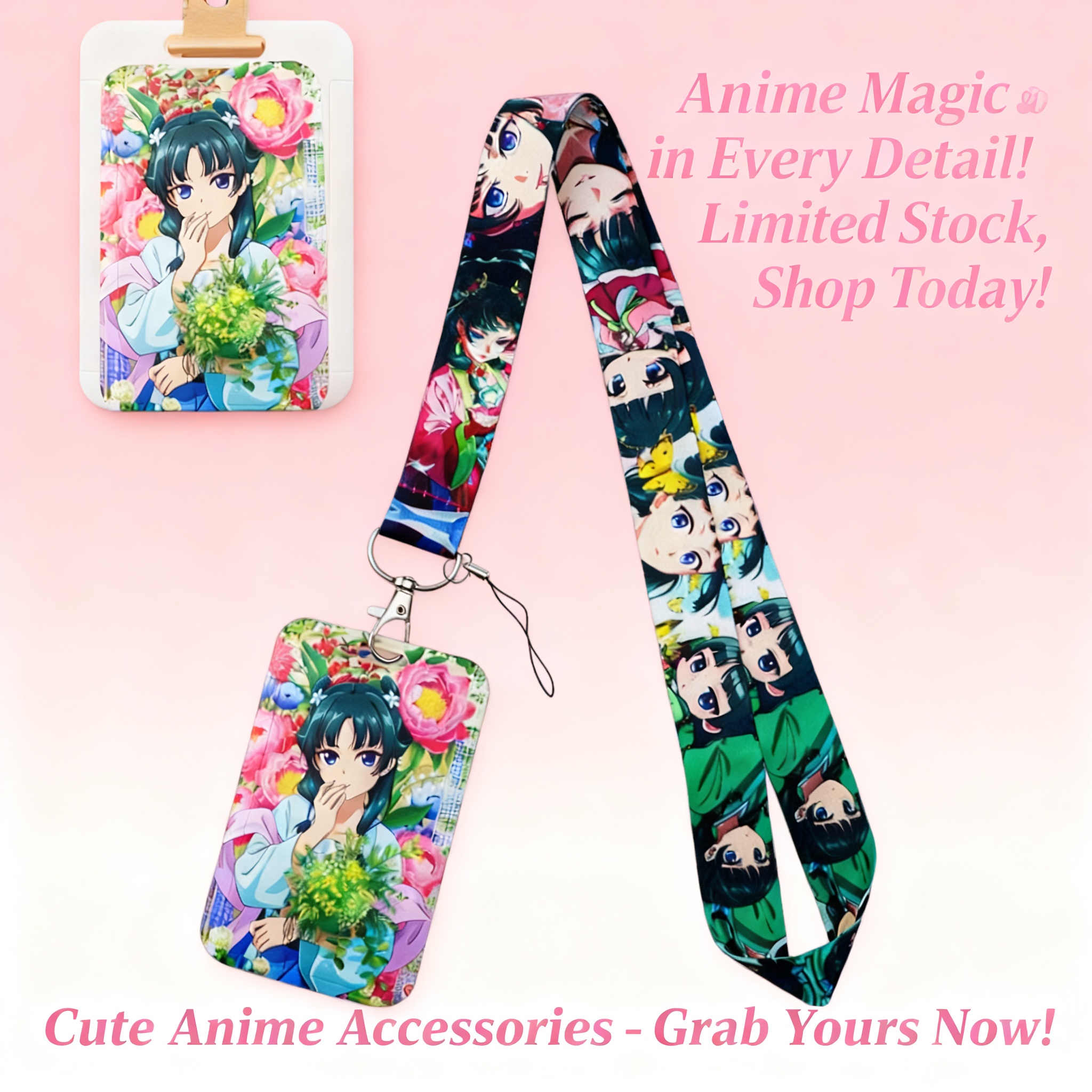 Travel Accessories Holder - Cute Anime Girl Lanyard Neck Strap
