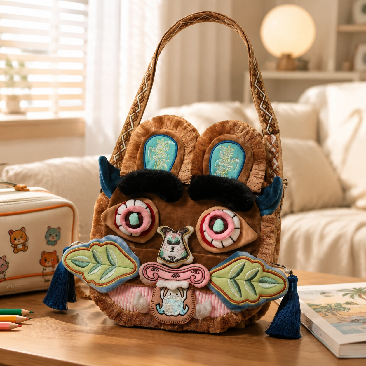 Travel Accessories Toddler - Chinese Style Faux Fur Plush Bag