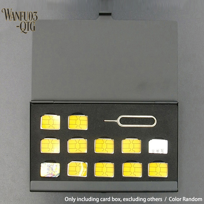 Sim Card Holder Case - New 12-Slots-NANO+1-Slot-Card-Pin Aluminum Portable SIM Micro