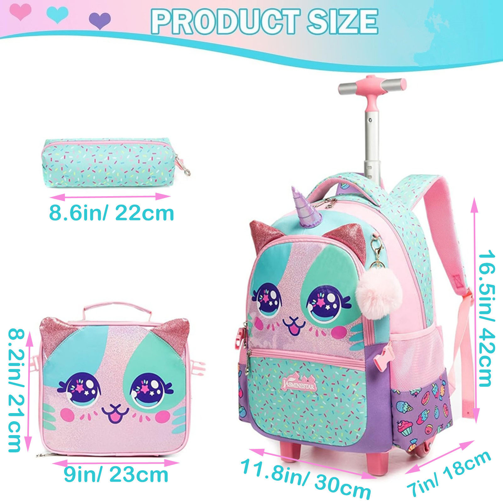 3PCS Cute Rolling Backpack for - Travel Accessories Toddler avis et prix