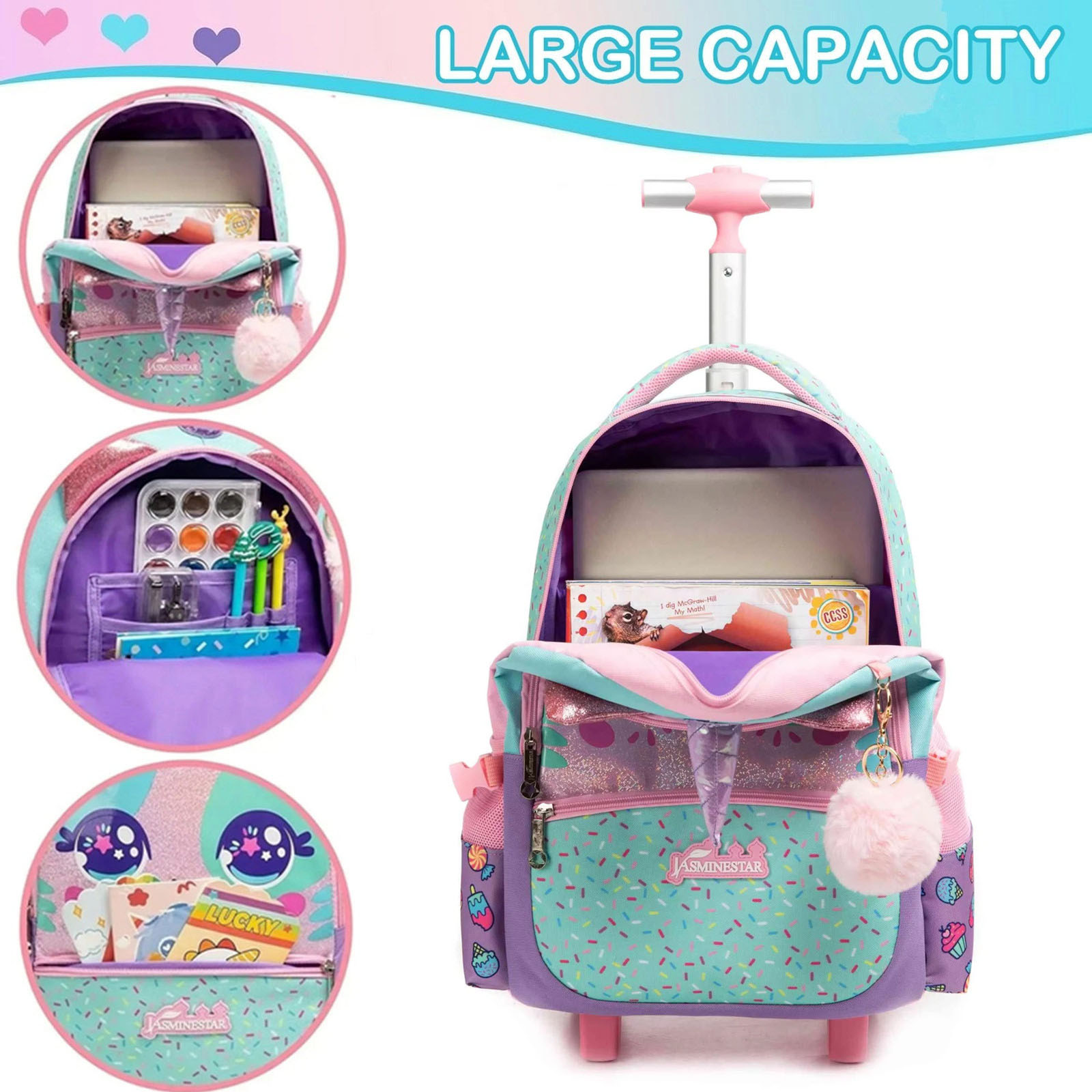 3PCS Cute Rolling Backpack for - Travel Accessories Toddler avis et prix