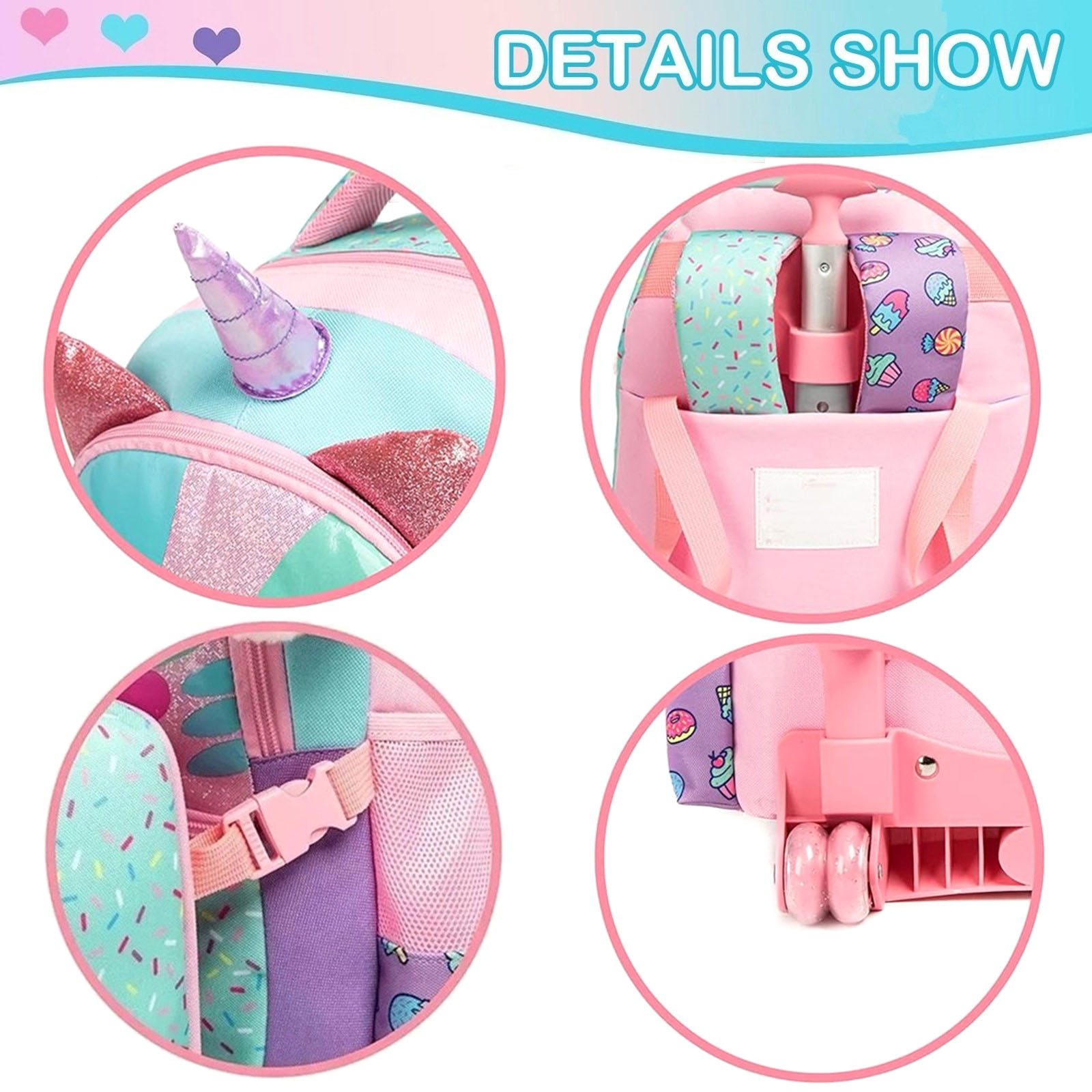 3PCS Cute Rolling Backpack for - Travel Accessories Toddler avis et prix