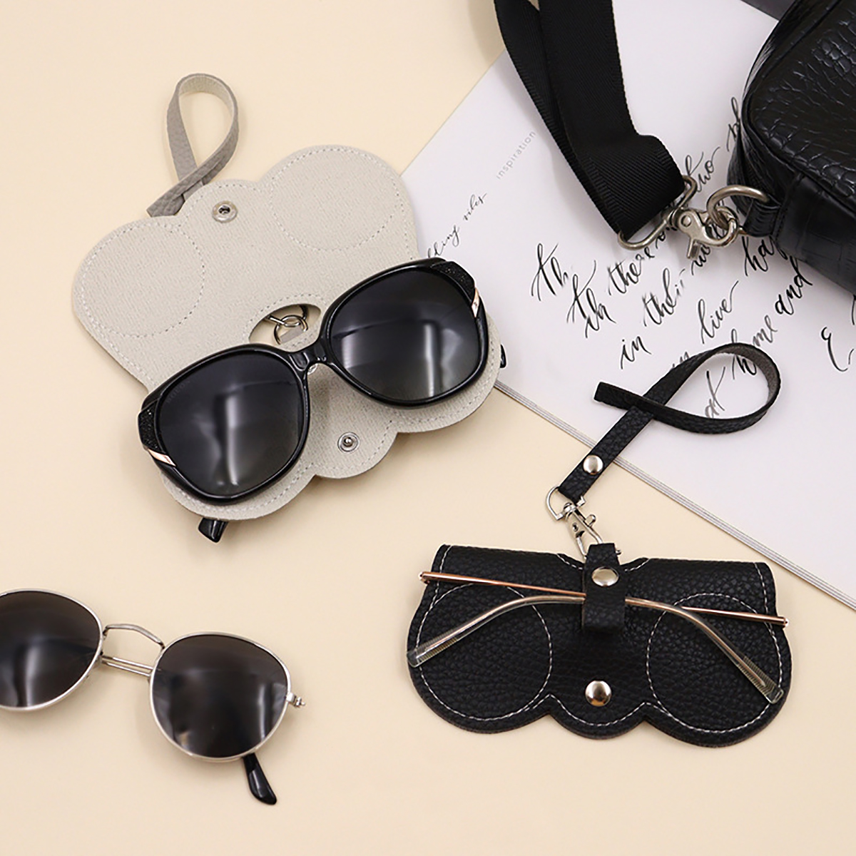 1pc Litchi Embossed Glasses Co - Travel Reading Accessories avis et prix