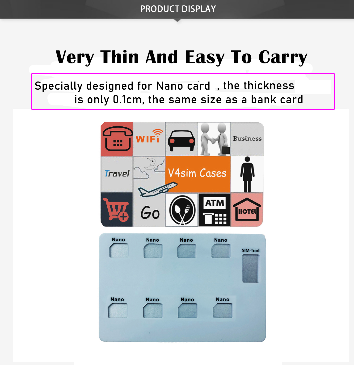 V4sim Cases Cartoon Nano Card  - Sim Card Holder Case avis et prix