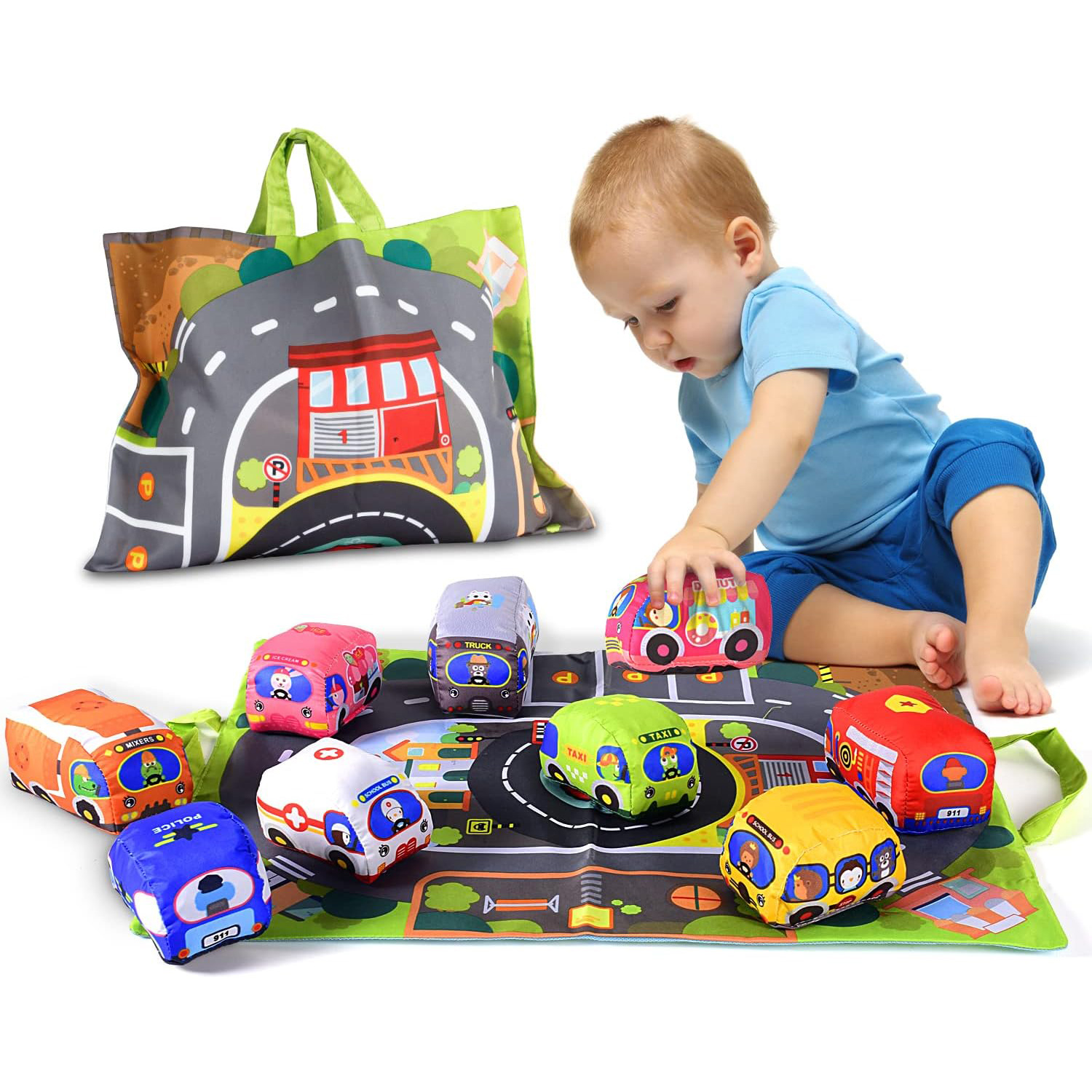 Soft Fabric Car Toy Set for Ba - Travel Accessories Toddler avis et prix